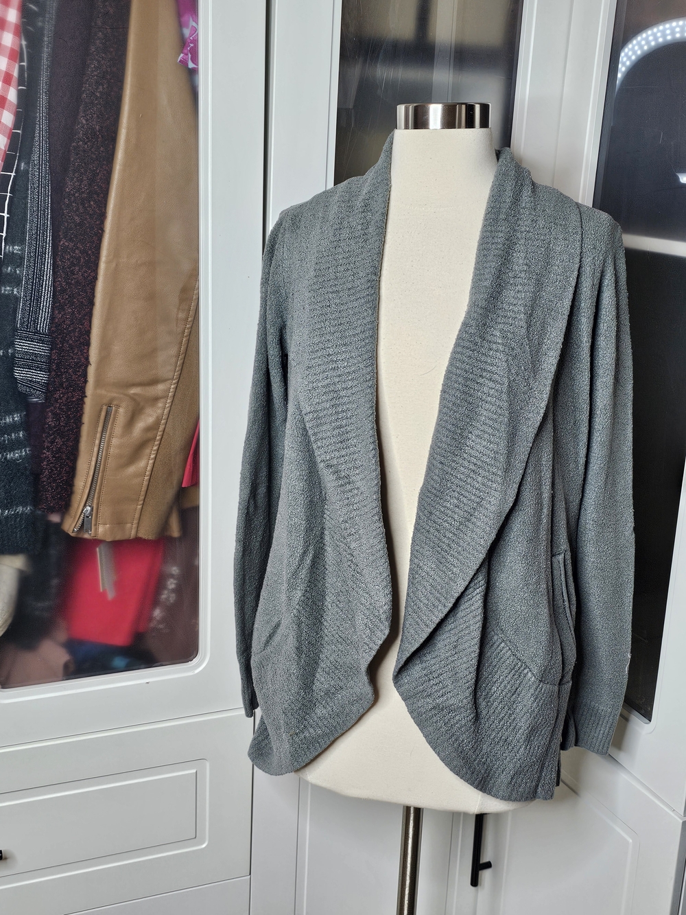 Barefoot Dreams CozyChic Lite Open Front Cardigan in Gray XS/S Like New